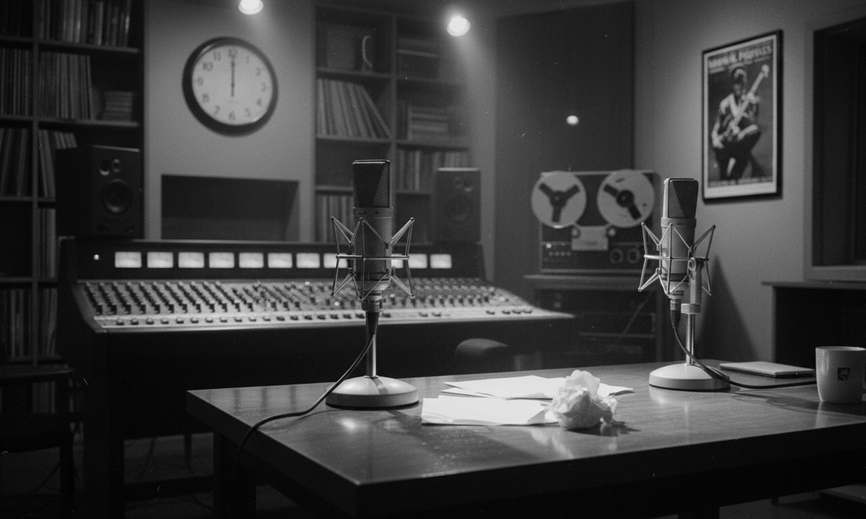 Studio radio vintage noir et blanc